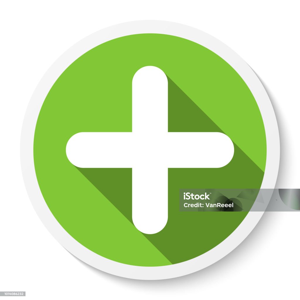 Plus sign icon, button. Flat round positive symbol sticker. Plus sign icon, button. Flat round positive symbol sticker. Vector EPS 10 Plus Sign stock vector