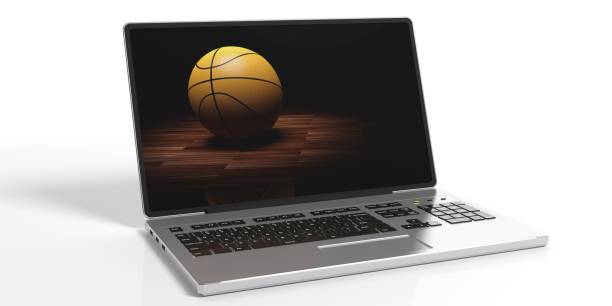 istock 3d rendering basketball on a laptop screen 1014086240