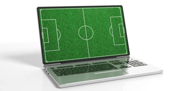 istock 3d rendering soccerball field on a laptop 1014086360