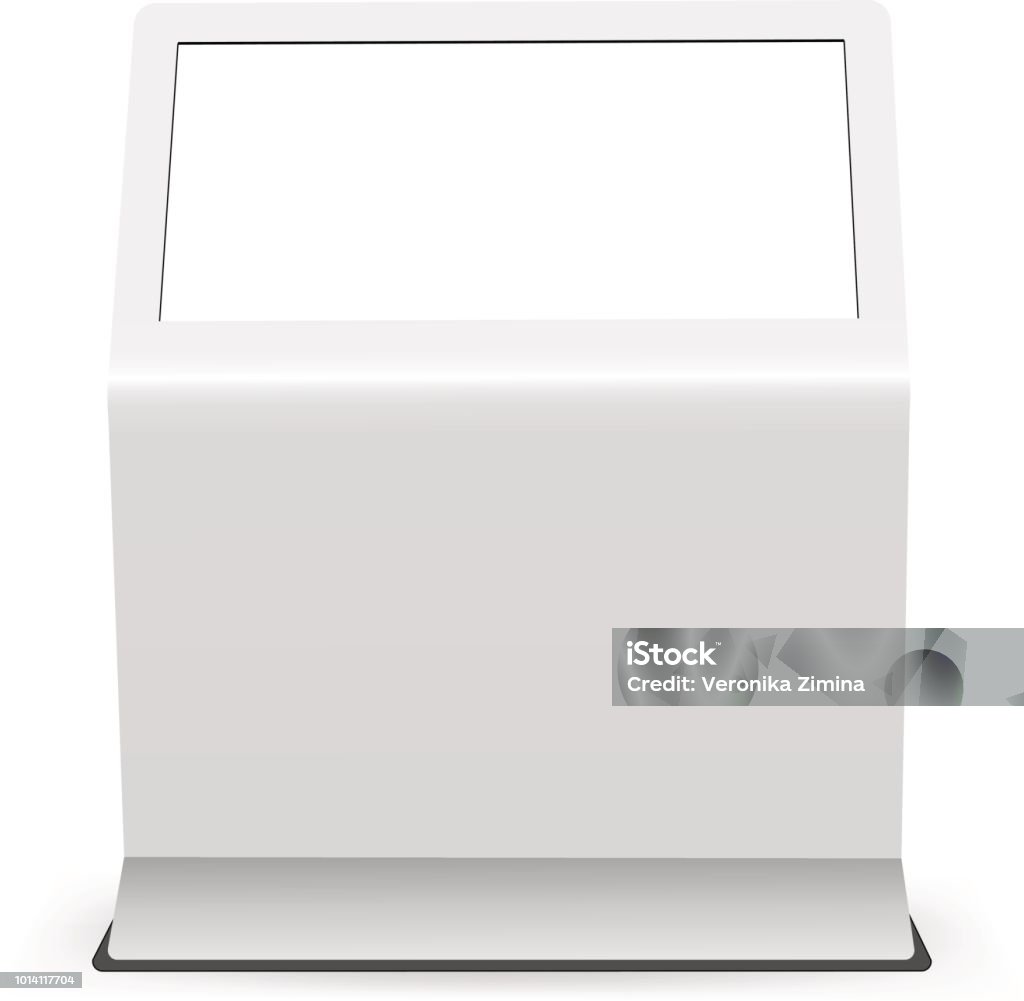 Digital touch screen mockup isolated on white background Digital touch screen mockup isolated on white background - front view. Advertising display with blank screen. Vector illustration Kiosk stock vector