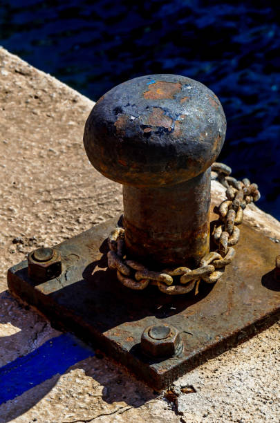 istock mooring post on the waterfront in a small marina, element for mooring ships in the harbor, 1014120086