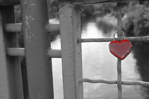 Love padlock locked in a bridge in Berlin