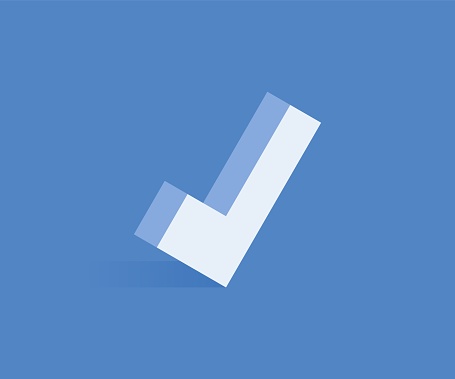 Check mark isometric icon. Vector illustration for web design in flat isometric 3D style.