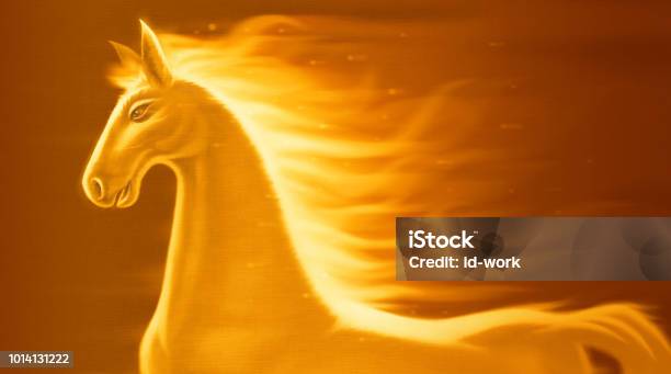 Flaming Horse Running Stock Illustration - Download Image Now - Horse, Fire - Natural Phenomenon, Flame