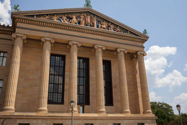 Philadelphia, Pa. USA, Aug. 5, 2018: lateral facade of the Philadelphia Art museum in Philadelphia, Pa. USA
