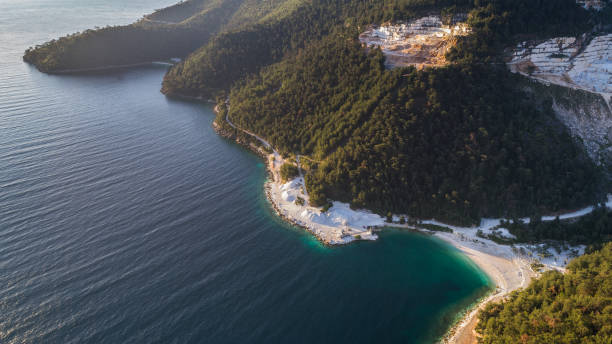 Porto Vathy beach, Thassos island, Greece stock photo