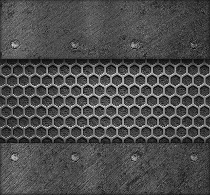 Abstracto acero o Metal textura paneles con remaches y células hexagonales photo