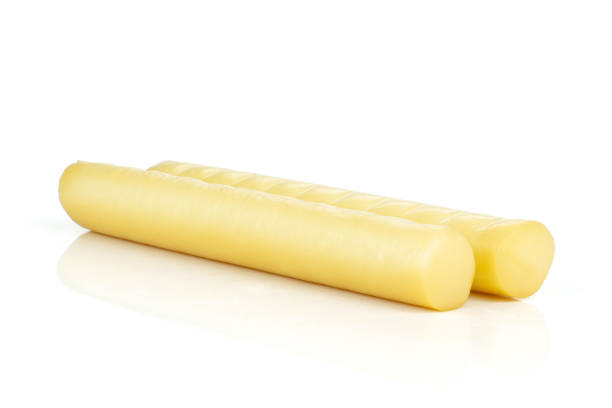 istock Smoked slovak string cheese stick isolated on white 1014155622