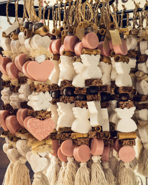 Hanging decorative homemade bars of soap