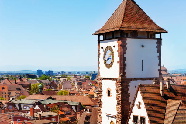 istock Freiburg city view with Schwabentor tower, Germany 1014174440