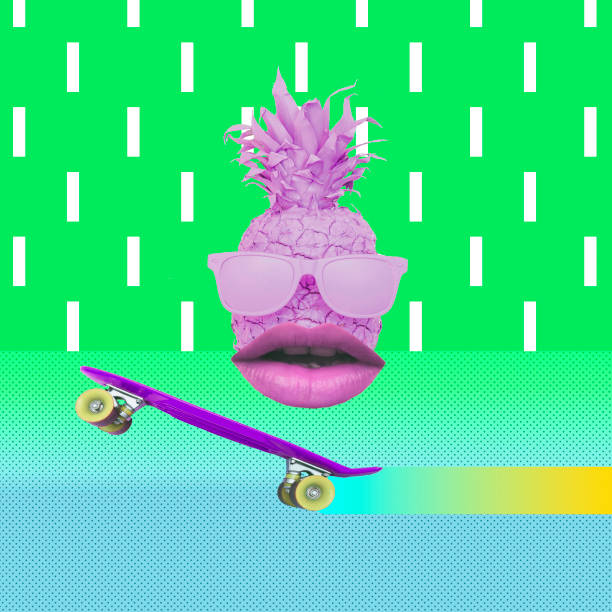istock Pink pineapple with sunglasses and lips. 1014178208