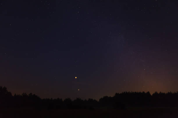 Stargazing in Rouge Beach National Urban Park, with urban light pollution, in Toornto, Ontario, Canada