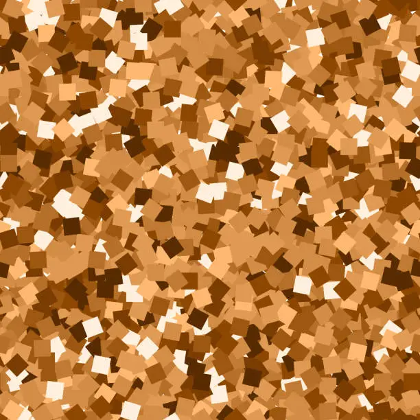 Vector illustration of Glitter seamless texture. Adorable red gold particles. Endless pattern made of sparkling squares. Ex