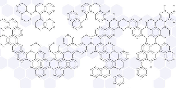 illustrations, cliparts, dessins animés et icônes de hexagones scientifiques - molecular structure molecule formula chemical