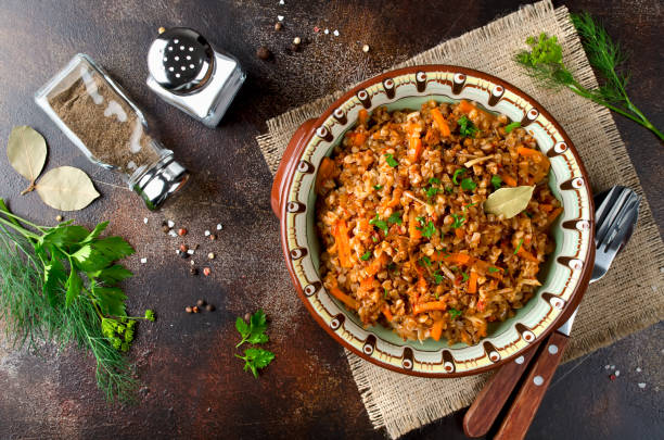 istock Buckwheat in a merchant manner (stewed with minced meat and vegetables) 1014198058