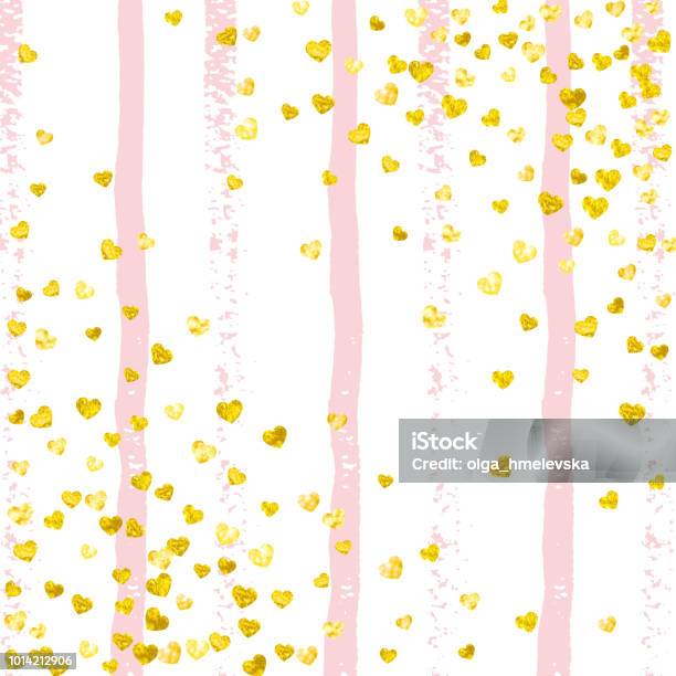 Gold Glitter Confetti With Dots Stock Illustration - Download Image Now - Gold - Metal, Pattern, Wedding
