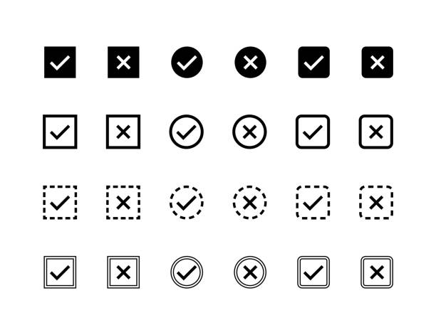 ilustrações de stock, clip art, desenhos animados e ícones de tick check mark icons - checkbox