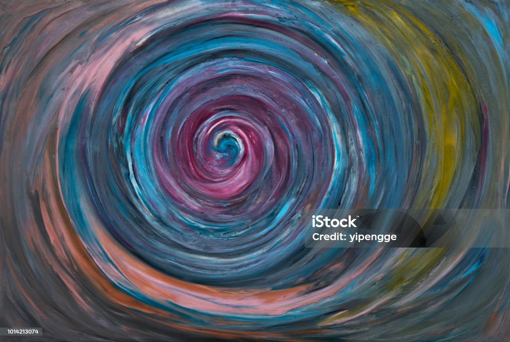colorful whirlpool Daubing colorful clay materials on canvas freely, made by myself at home. Depression - Sadness Stock Photo