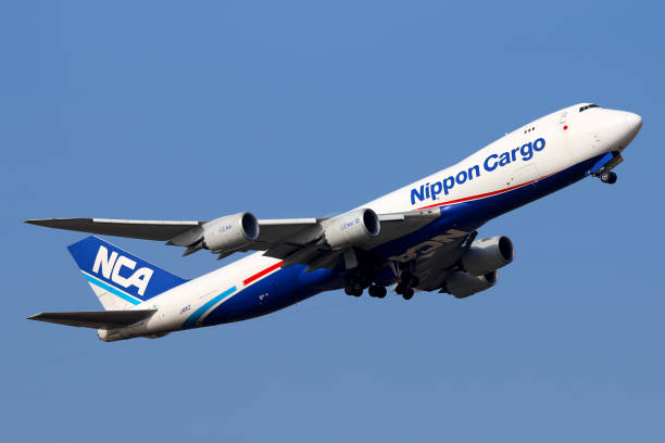 Nippon Cargo Boeing 747 A Boeing 747-8 Freighter operated Japanese cargo airline NCA (Nippon Cargo Airline) takes off from Shanghai airport nippon cargo airlines photos stock pictures, royalty-free photos & images