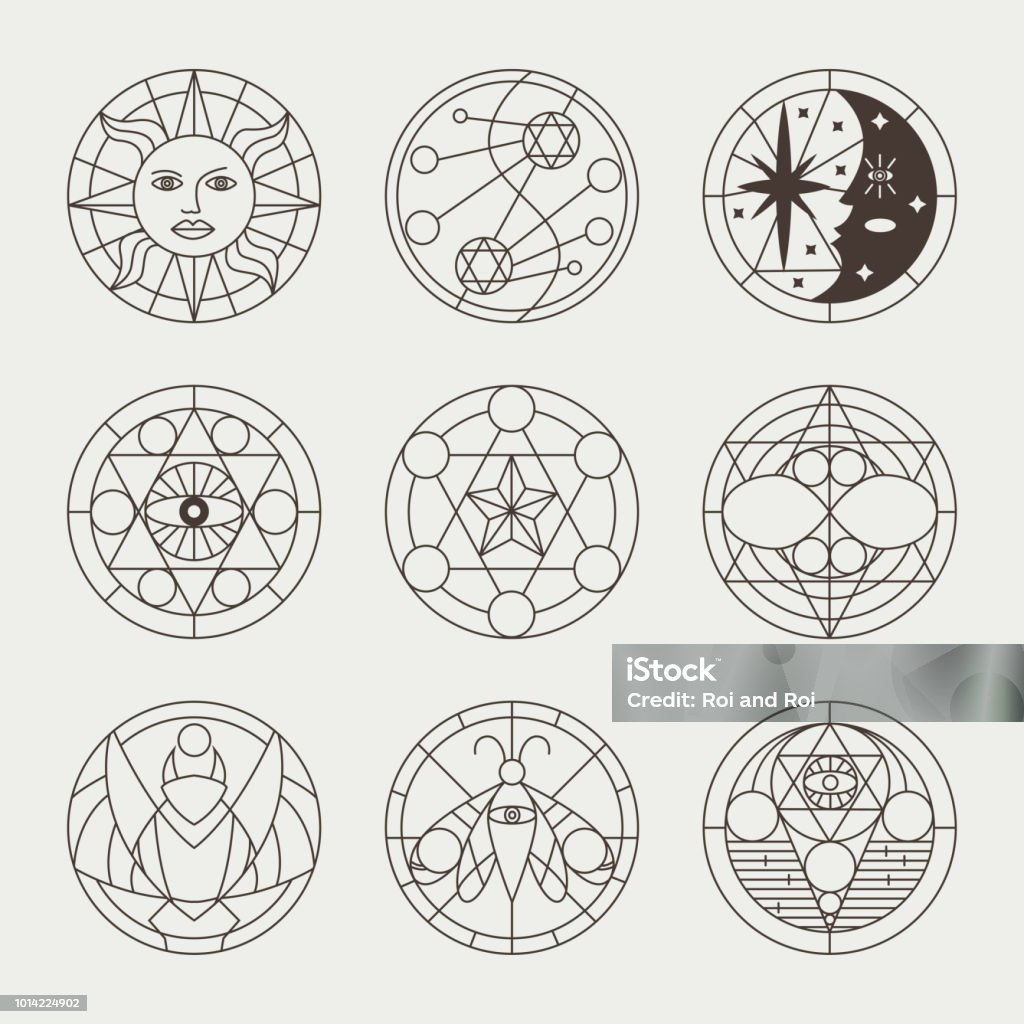 Mystical Occult Tattoos Witchcraft Circles Sacred Signs Elements And  Symbols Vector Geometric Magic Icons Set Isolated On White Background Stock  Illustration - Download Image Now - iStock