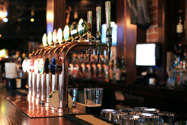 Classic bar Classic bar with bar counter and beer taps pub stock pictures, royalty-free photos & images
