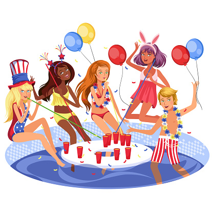 Student Pool Party Students Pool Party Poster Stock Illustration - Download Image Now ...