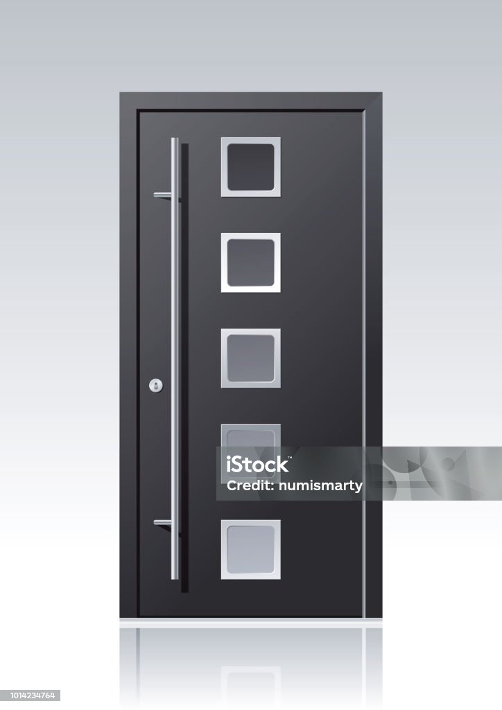 modern vector front door modern anthracite vector front door with glass segments and steel applications Front Door stock vector