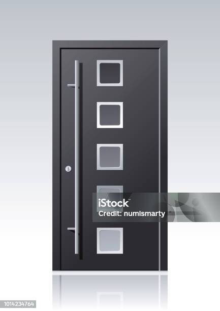 Modern Vector Front Door Stock Illustration - Download Image Now - Front Door, Anthracite Coal, Black Color