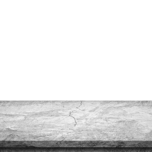 istock Empty stone table top on isolated white, Template mock up for display of product. 1014238848