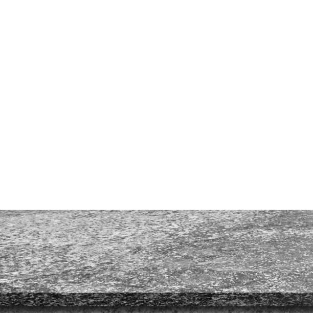 istock Empty stone table top on isolated white, Template mock up for display of product. 1014238934