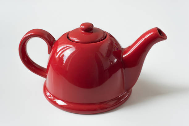 istock Lovely red teapot closeup view 1014240458