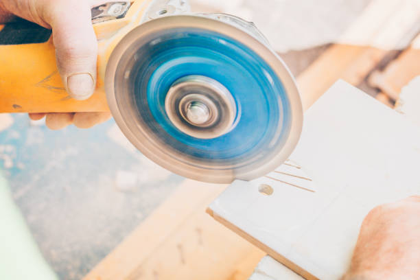 istock Finishing works - violation of safety precautions when working with electric tools 1014244220