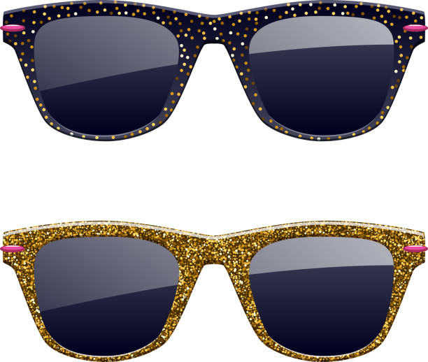 istock Set of golden glitter sunglasses. 1014244872