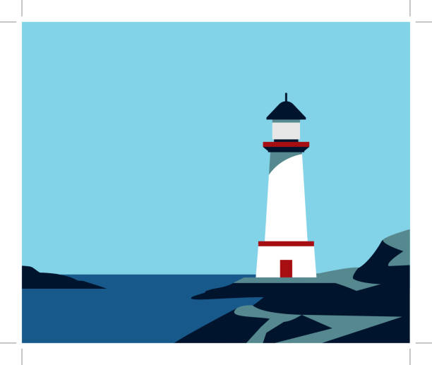 illustrazioni stock, clip art, cartoni animati e icone di tendenza di faro su pietre rocciose - lighthouse