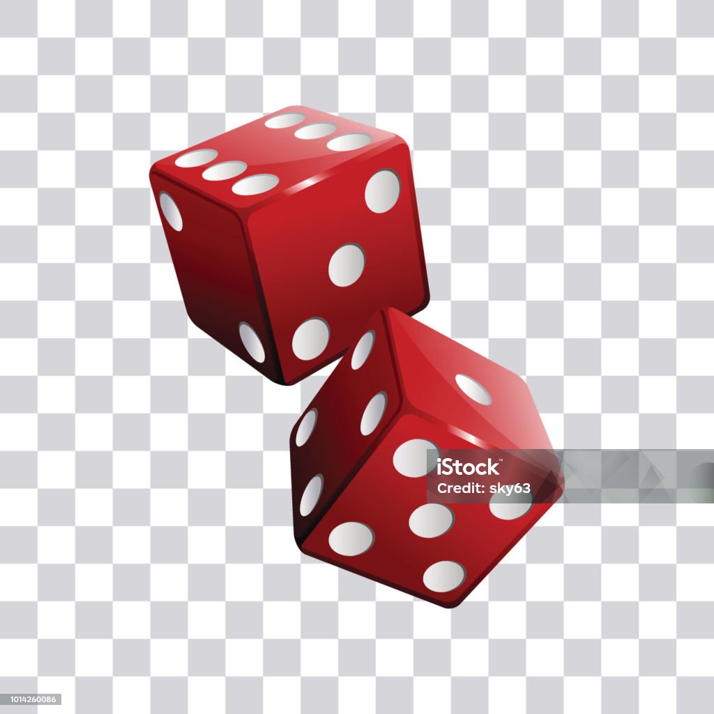Red pair of casino dice transparent background vector illustration Dice stock vector