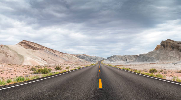 istock Low angle view of Highway 24, Utah 1014286090