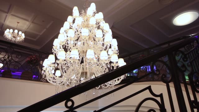 A hotel chandelier