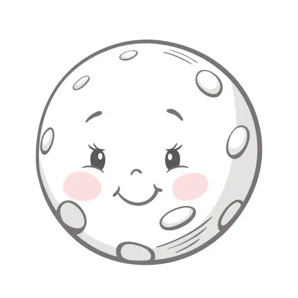 Vector illustration of Moon cute print