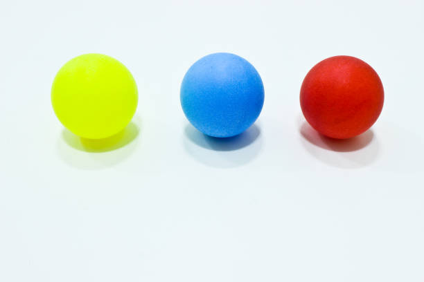 istock The red, blue and yellow ball on the white background 1014311902