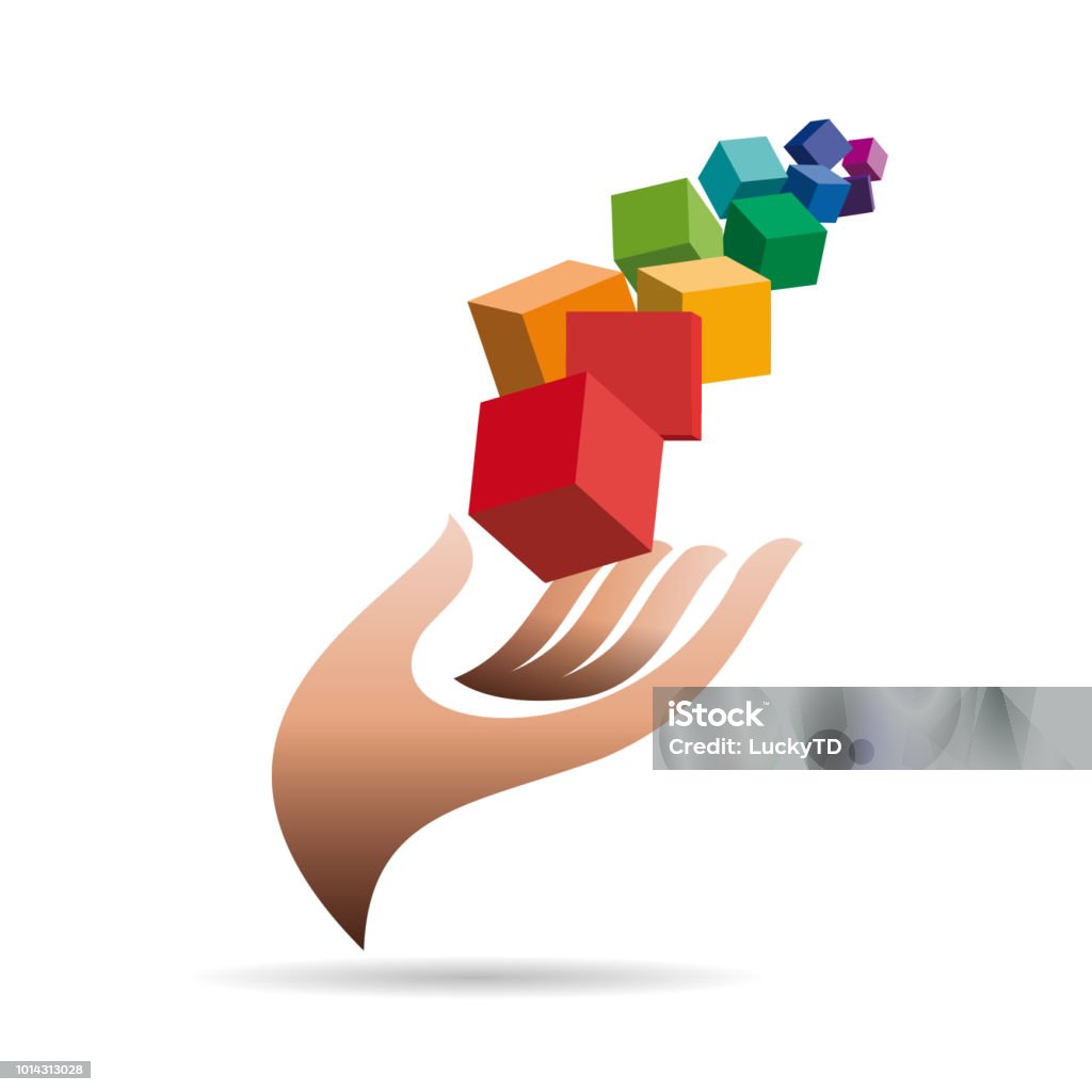 Vector sign hand and cubes Change stock vector