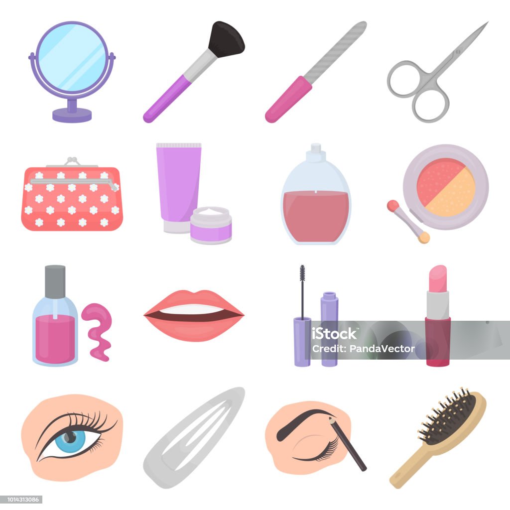 Makeup Und Kosmetik Cartoonsymbole Im Set Sammlung Für Design Makeup Und  Ausrüstung Symbol Lager Web Vektorgrafik Stock Vektor Art und mehr Bilder  von Accessoires - iStock