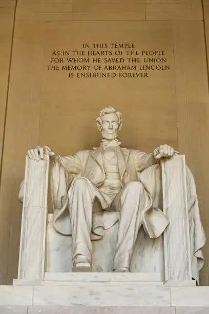 Statue of AbrahamLincoln in Memorial in Washington