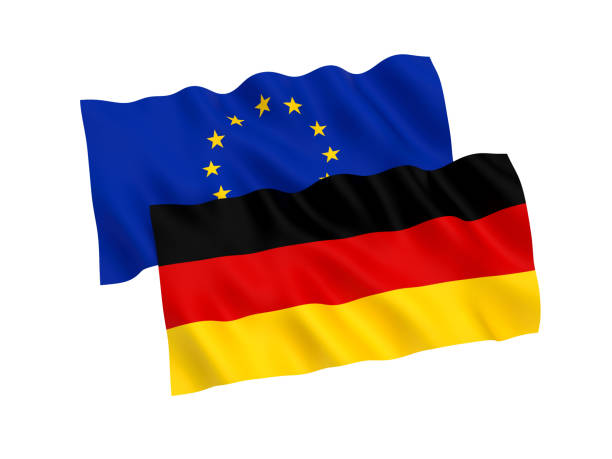 istock Flags of European Union and Germany on a white background 1014327422