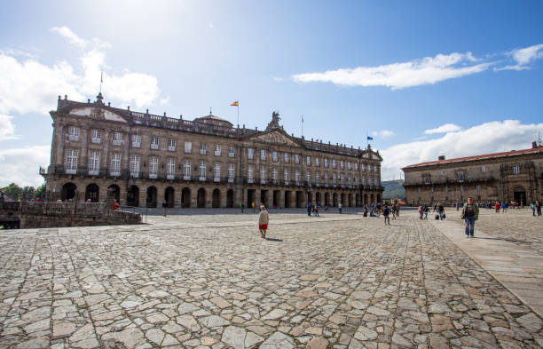 City Hall of Obradoiro Square in Santiago de Compostela, Galicia, Spain. stock photo