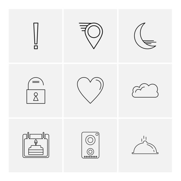 illustrations, cliparts, dessins animés et icônes de navigations, coeur, crecent, déverrouiller, icônes d’interface utilisateur, navigation, flèches, eps icons set vector - navigations