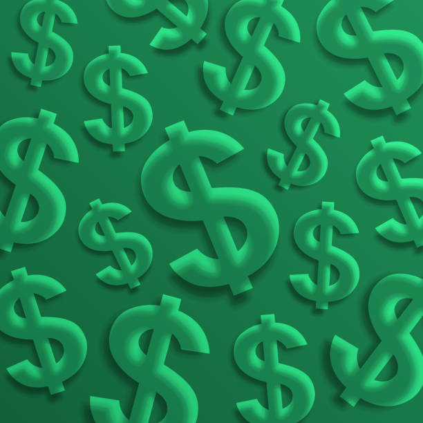 istock Dollar signs. USA currency symbols on green background. Vector. 1014346804