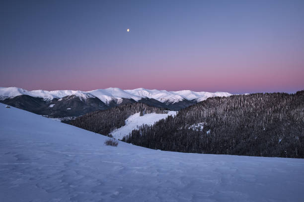 istock Winter landscape of a mountain range and valley in winter. 1014350050