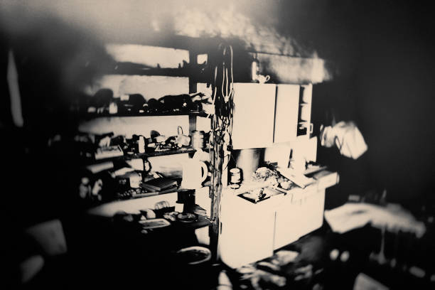 view on various old electrical tools and computer parts for upcycling on desk in workshop