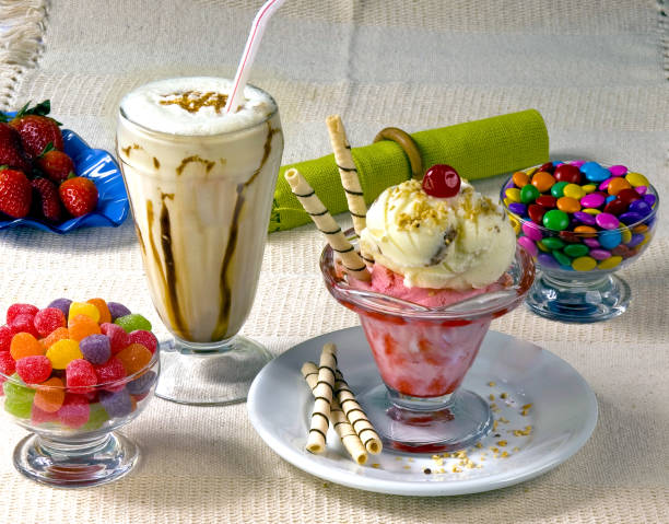 istock Ice cream with confection and cherries 1014357552