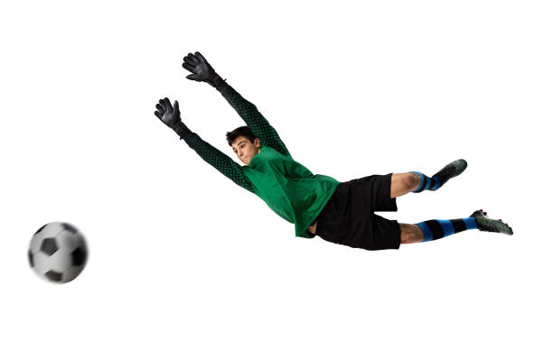 istock Young soccer player isolated on white background 1014363712